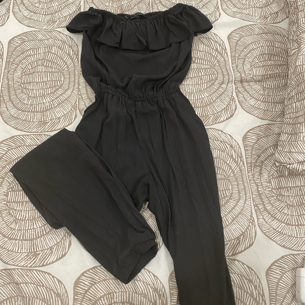 Guess Black Ruffle Jumpsuit